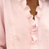Dames Blouse met V-Hals en Knoopsluiting