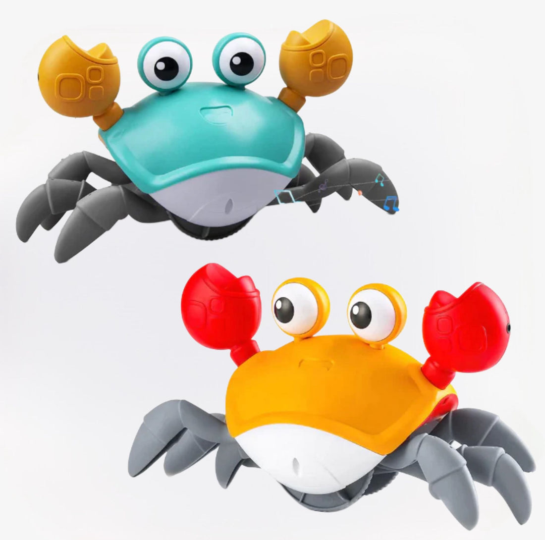 BabyCrab interactieve wandelende krab – kleurrijk kinderspeelgoed dat beweegt en geluid maakt, stimuleert motoriek, nieuwsgierigheid en interactief spel.