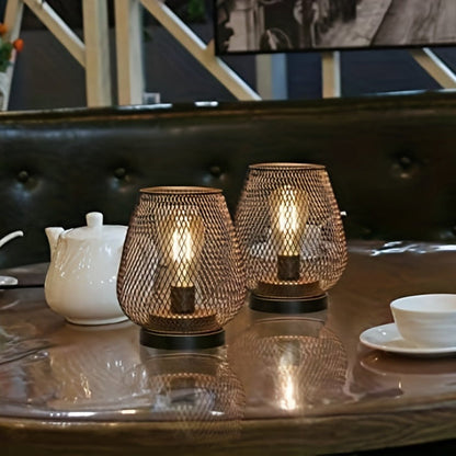 Mesh Tafellampen Set – Industriële stijl met opengewerkt metalen ontwerp, perfect voor sfeervolle verlichting in elke kamer.