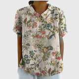 Dames blouse met bloemenprint en korte mouwen