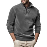 Fleece trui met opstaande kraag en halve rits