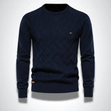 Gebreide heren trui met ronde hals, slim fit