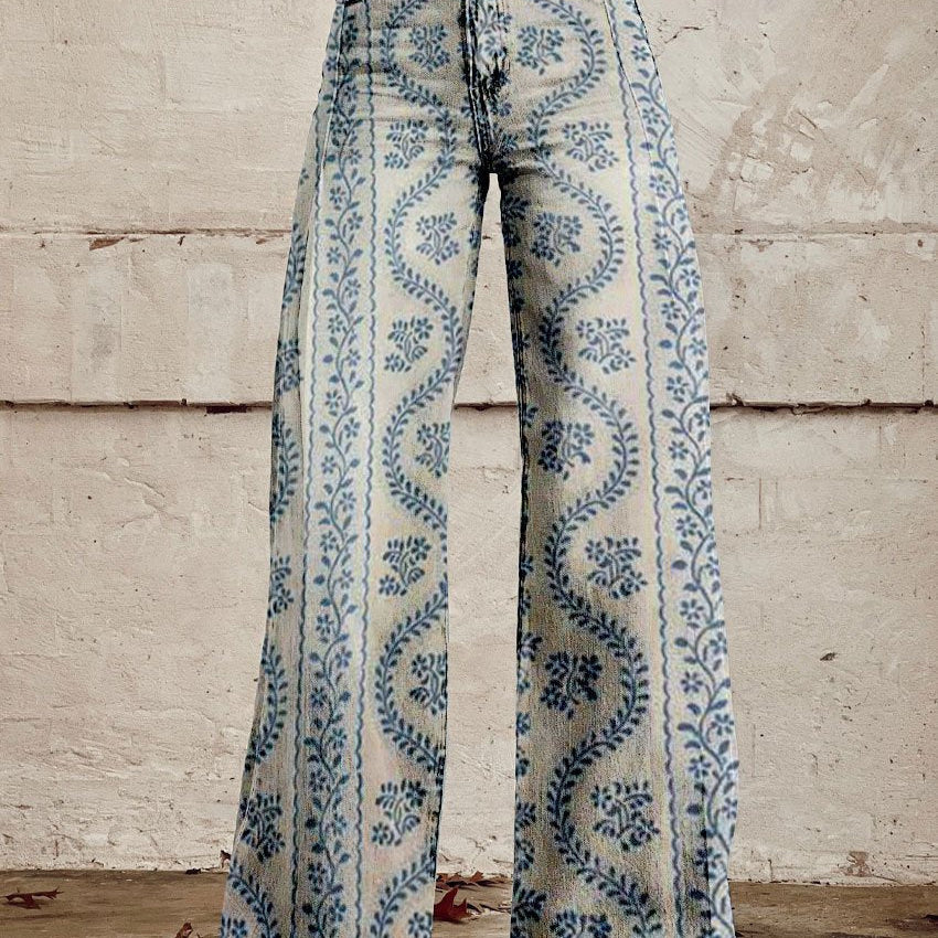 NOLI damesbroek – vrolijke broek met vintage vibe, comfortabele pasvorm en modieuze print voor een speelse en stijlvolle look.