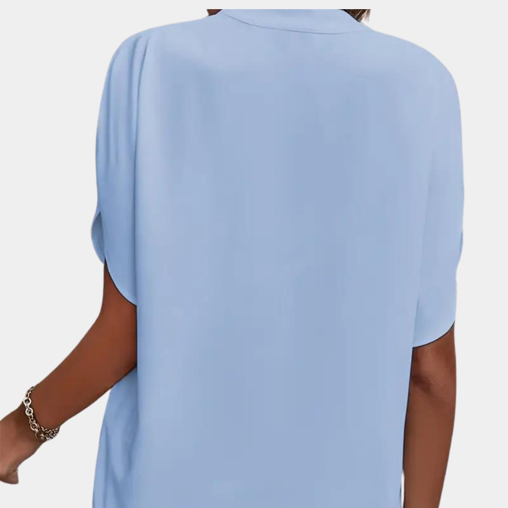 Aiva – Dames Blouse met Korte Mouw – Luchtige en Comfortabele Blouse voor de Zomer – Stijlvolle Snit en Moderne Look voor een Verfrissende Uiterlijk.