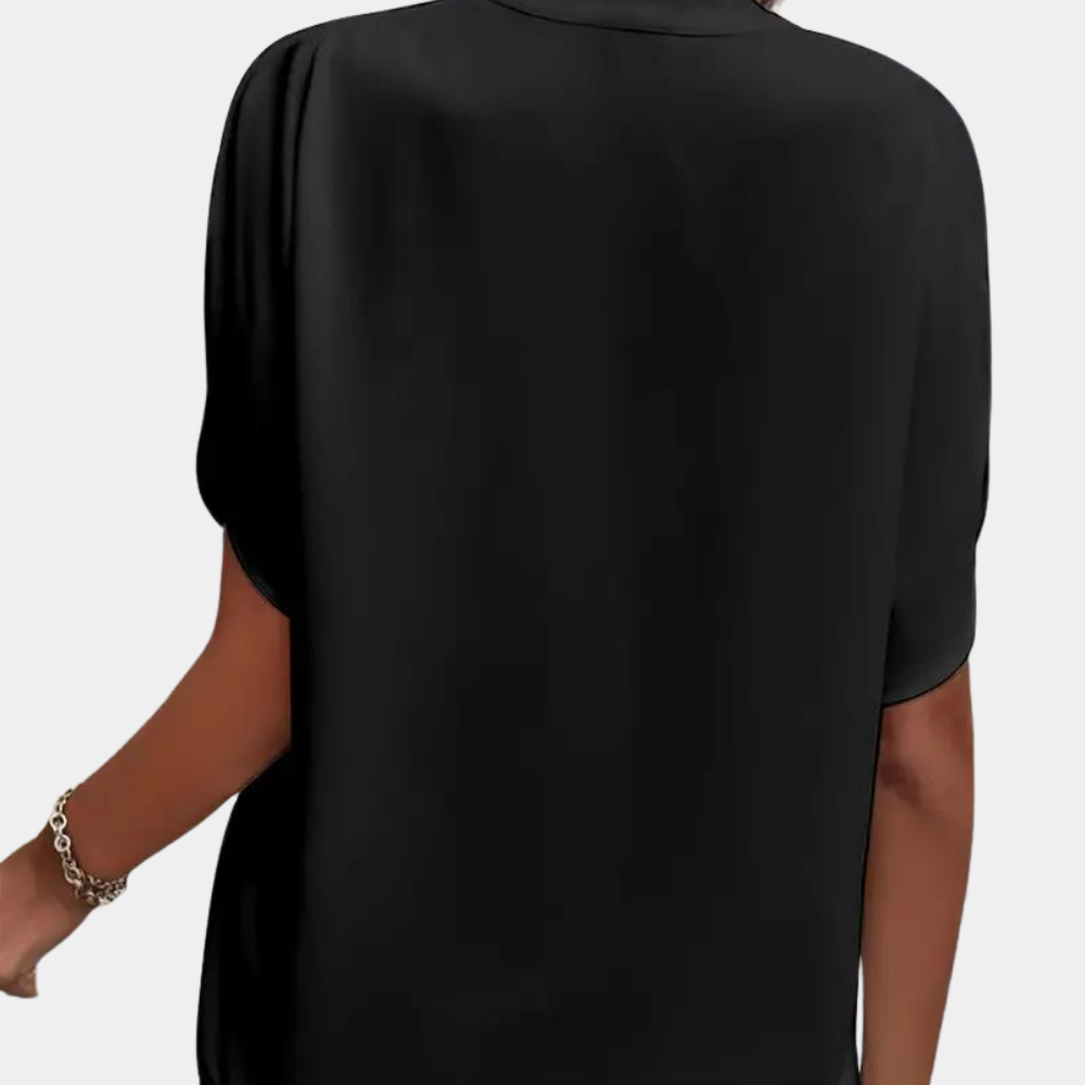 Aiva – Dames Blouse met Korte Mouw – Luchtige en Comfortabele Blouse voor de Zomer – Stijlvolle Snit en Moderne Look voor een Verfrissende Uiterlijk.