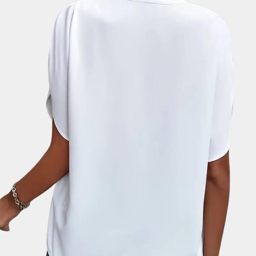 Aiva – Dames Blouse met Korte Mouw – Luchtige en Comfortabele Blouse voor de Zomer – Stijlvolle Snit en Moderne Look voor een Verfrissende Uiterlijk.