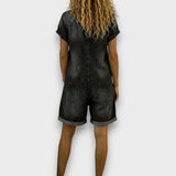 Dames Denim Jumpsuit met Korte Mouwen