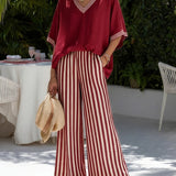Dames Tweedelige Set met Gestreepte Broek