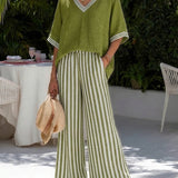 Dames Tweedelige Set met Gestreepte Broek