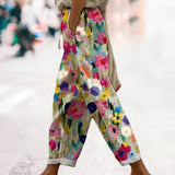 Dames Broek met Bloemenprint en Elastische Taille