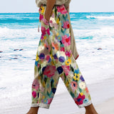 Dames Broek met Bloemenprint en Elastische Taille