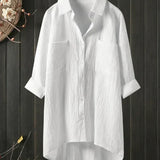Linnen Blouse met Overhemdkraag en Knoopsluiting