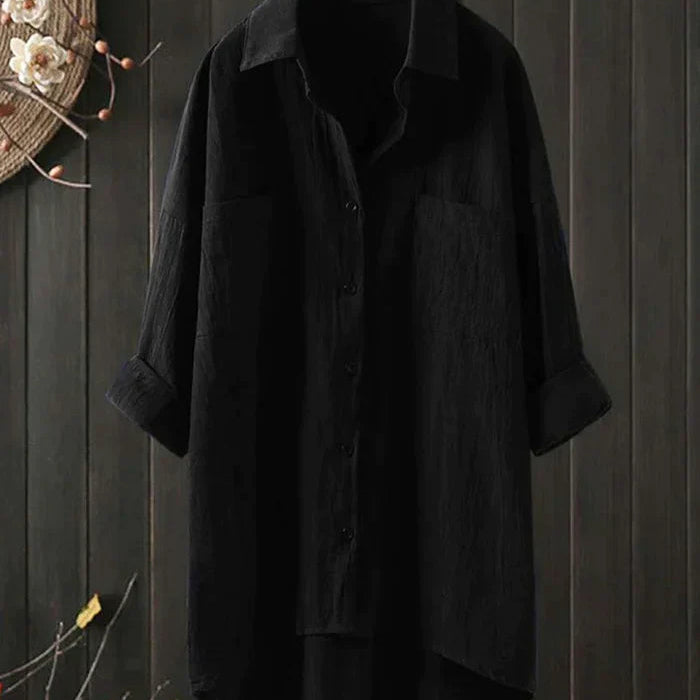 Linnen Blouse met Overhemdkraag en Knoopsluiting