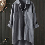 Linnen Blouse met Overhemdkraag en Knoopsluiting
