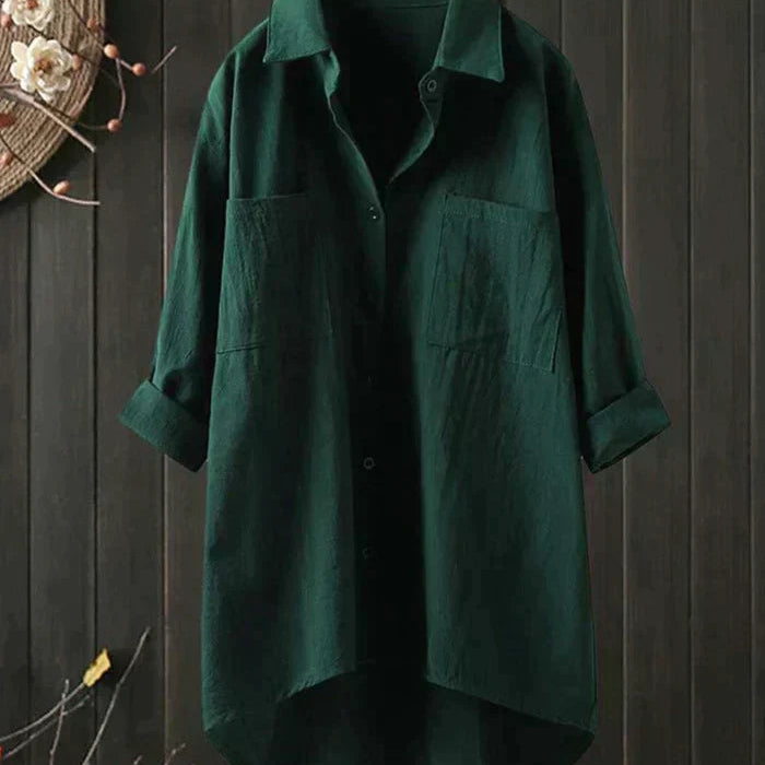 Linnen Blouse met Overhemdkraag en Knoopsluiting