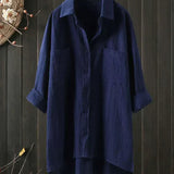 Linnen Blouse met Overhemdkraag en Knoopsluiting