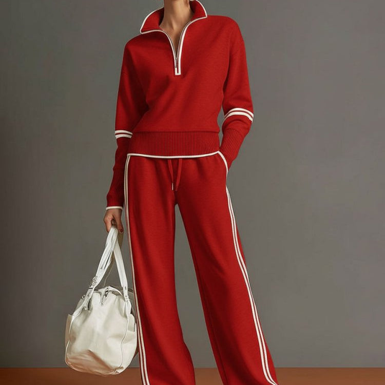 Dames Tweedelige Lounge Set met Half-Zip Trui