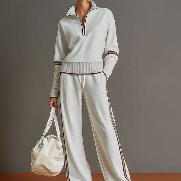Dames Tweedelige Lounge Set met Half-Zip Trui
