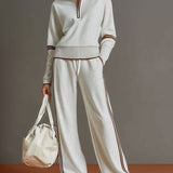 Dames Tweedelige Lounge Set met Half-Zip Trui