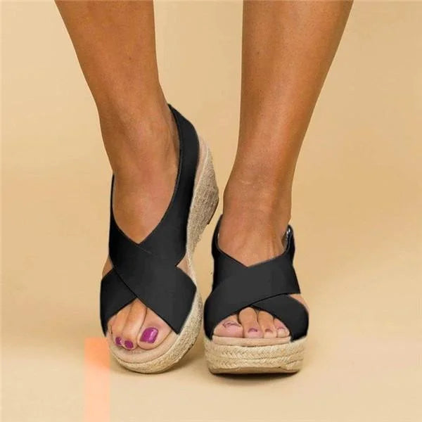 Dames Sandalen met Kruisbanden en Plateauzool