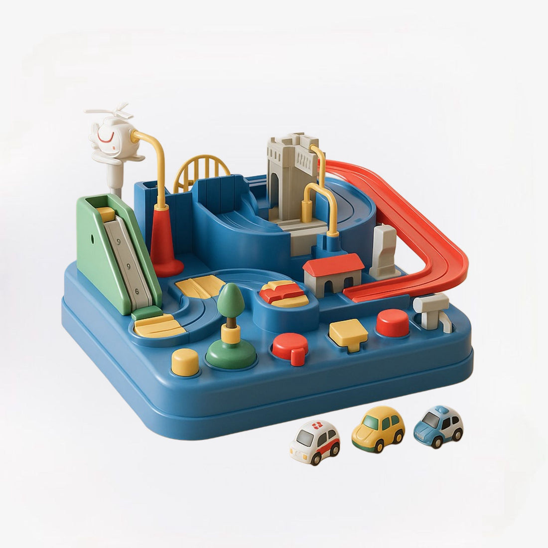 Mini autobaan voor peuters – set met wegen en autootjes, duurzaam speelgoed en stimuleert creatief spel en motorische ontwikkeling.