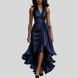 Dames Maxi Jurk met Volants en Diepe V-hals