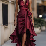Dames Maxi Jurk met Volants en Diepe V-hals