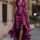 Dames Maxi Jurk met Volants en Diepe V-hals
