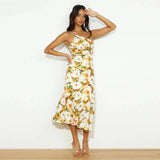 Dames Midi Jurk met Bloemenprint en Spaghettibandjes