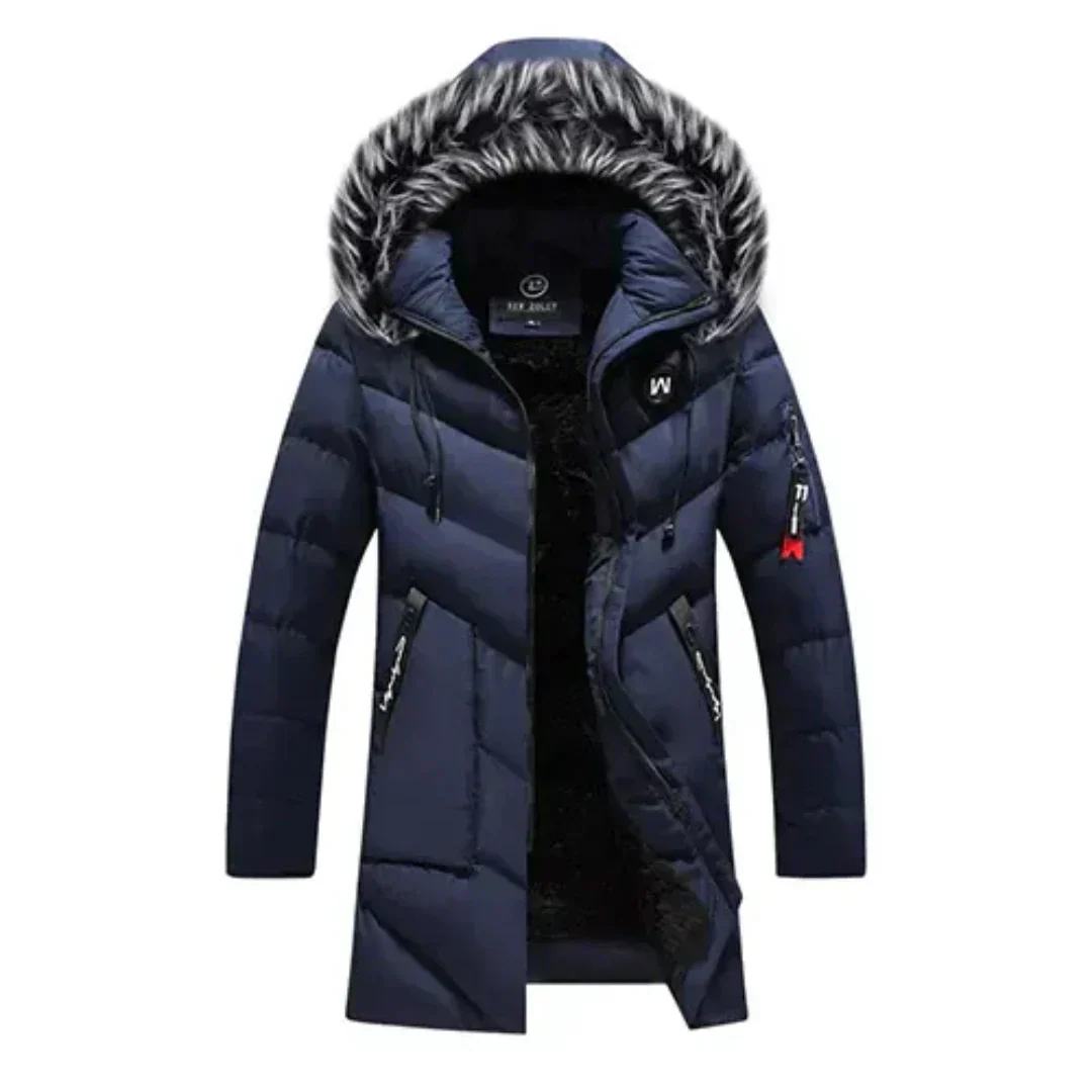 Heren gewatteerde lange winterjas in diverse kleuren – warme isolatie, waterafstotend materiaal en comfortabele pasvorm voor koude dagen.
