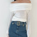 Lorena – Gevouwen off-shoulder top voor dames, stijlvol en elegant met een vrouwelijke touch.