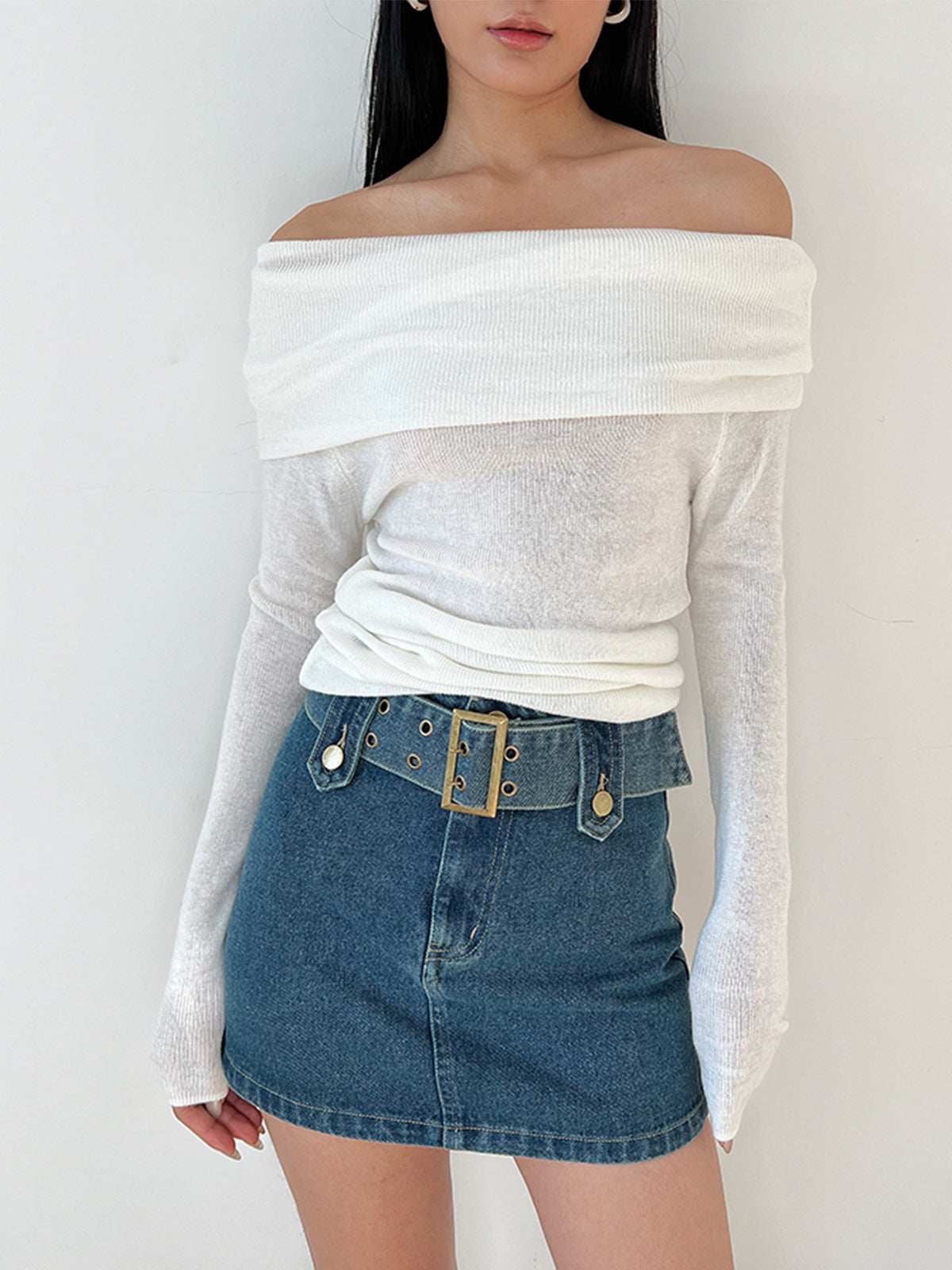 Lorena – Gevouwen off-shoulder top voor dames, stijlvol en elegant met een vrouwelijke touch.