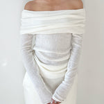 Lorena – Gevouwen off-shoulder top voor dames, stijlvol en elegant met een vrouwelijke touch.