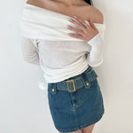 Lorena – Gevouwen off-shoulder top voor dames, stijlvol en elegant met een vrouwelijke touch.