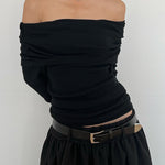 Lorena – Gevouwen off-shoulder top voor dames, stijlvol en elegant met een vrouwelijke touch.