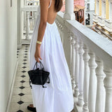 Maxi Jurk met Open Rug en Schouderbandjes