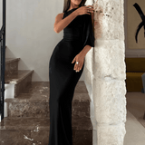 One-Shoulder Maxi Jurk met Gedrapeerd Detail