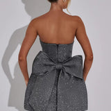 Straploze Mini Jurk met Glitterafwerking