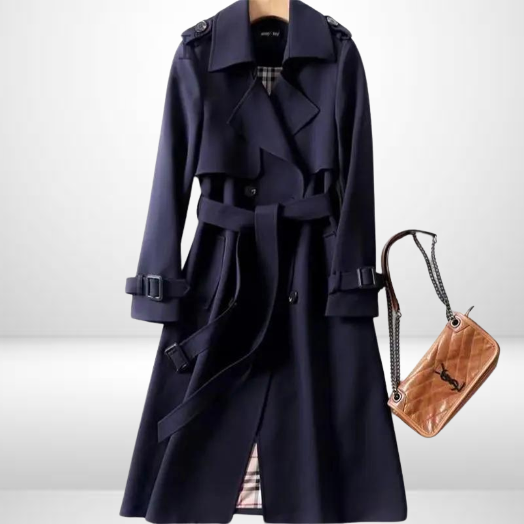 Lange dames trenchcoat in diverse kleuren – elegante pasvorm, hoogwaardige stof en tijdloze stijlvolle uitstraling.