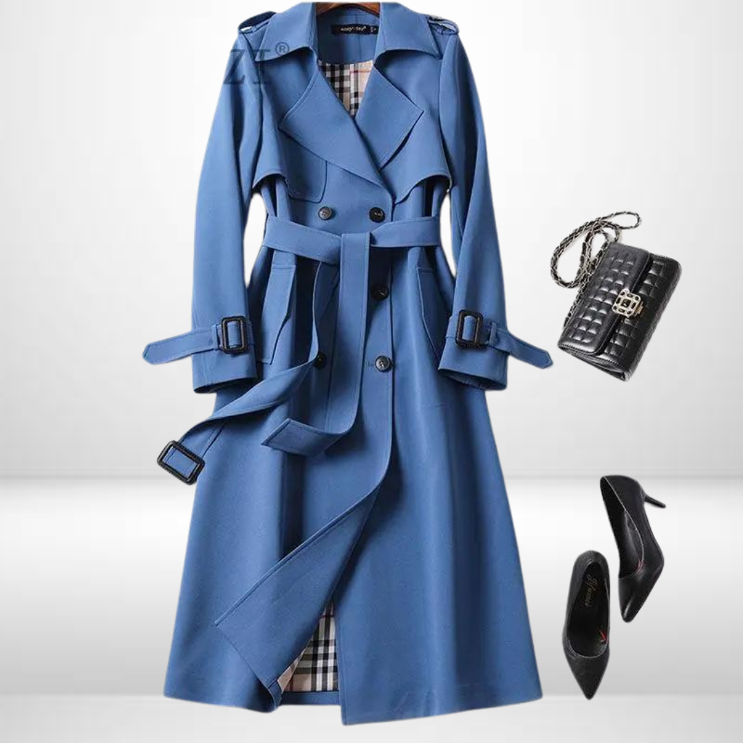 Lange dames trenchcoat in diverse kleuren – elegante pasvorm, hoogwaardige stof en tijdloze stijlvolle uitstraling.
