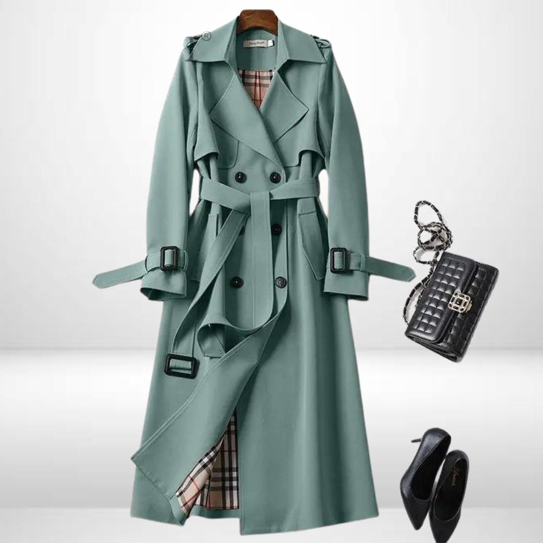 Lange dames trenchcoat in diverse kleuren – elegante pasvorm, hoogwaardige stof en tijdloze stijlvolle uitstraling.