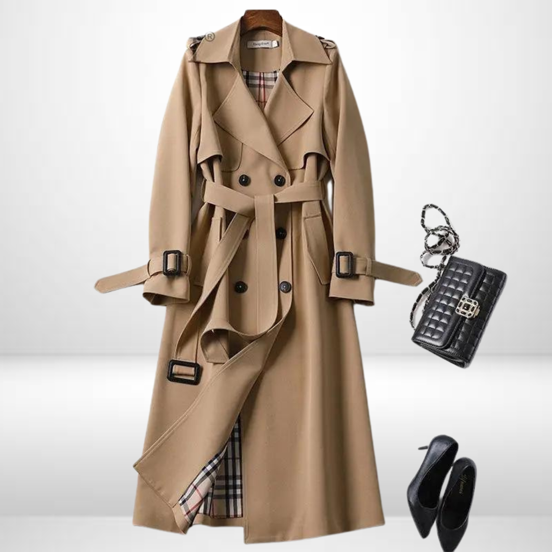 Lange dames trenchcoat in diverse kleuren – elegante pasvorm, hoogwaardige stof en tijdloze stijlvolle uitstraling.