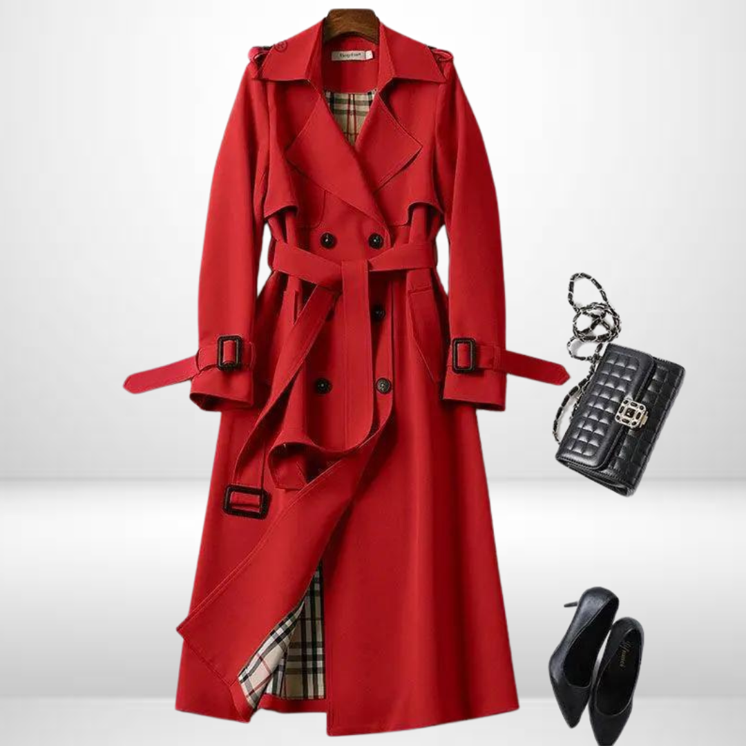 Lange dames trenchcoat in diverse kleuren – elegante pasvorm, hoogwaardige stof en tijdloze stijlvolle uitstraling.
