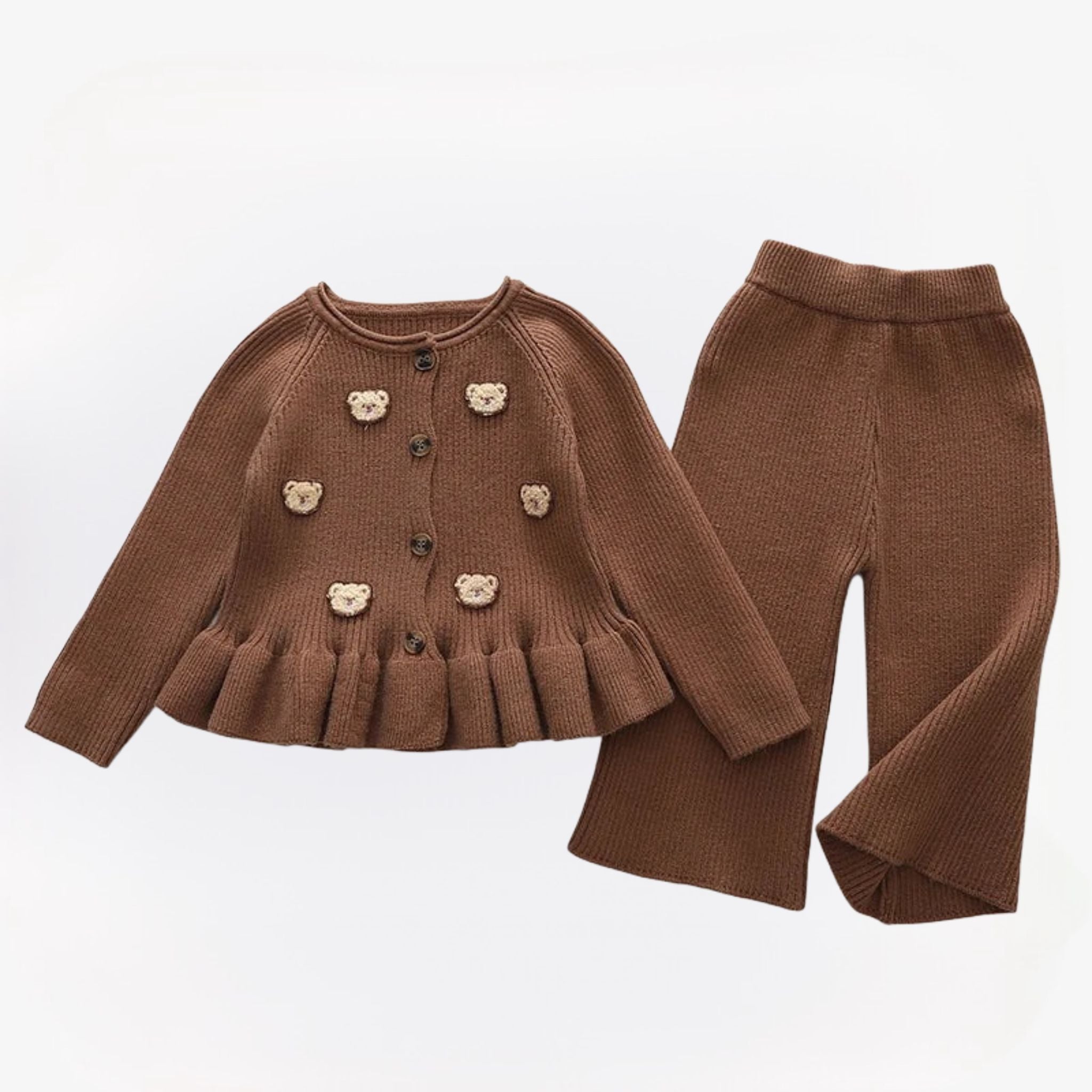 MiniCuddle meisjes tweedelige winterset met schattige beertjesprint, gemaakt van warme en zachte stof – comfortabele en knusse outfit voor koude dagen.