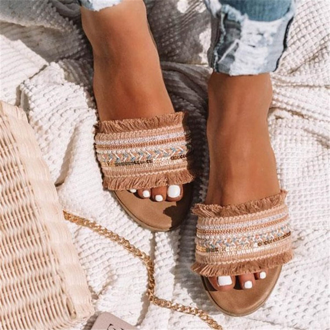ARABELLA - Stijlvolle zomerse pantoffels voor dames met open teen, zachte zool en elegant design, ideaal voor ontspannen zomerdagen.