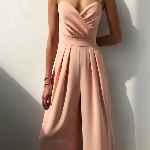 Dames Strapless Jumpsuit met Wijde Pijpen