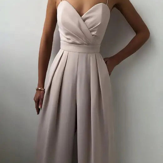 Dames Strapless Jumpsuit met Wijde Pijpen