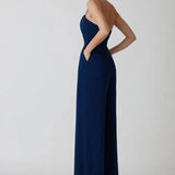 Dames Strapless Jumpsuit met Wijde Pijpen