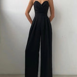Dames Strapless Jumpsuit met Wijde Pijpen