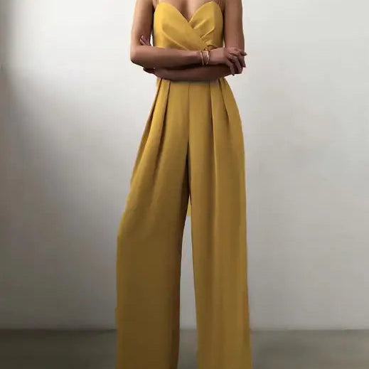 Dames Strapless Jumpsuit met Wijde Pijpen